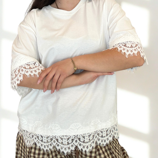 Maglia Essential Lace Bianca | 10370
