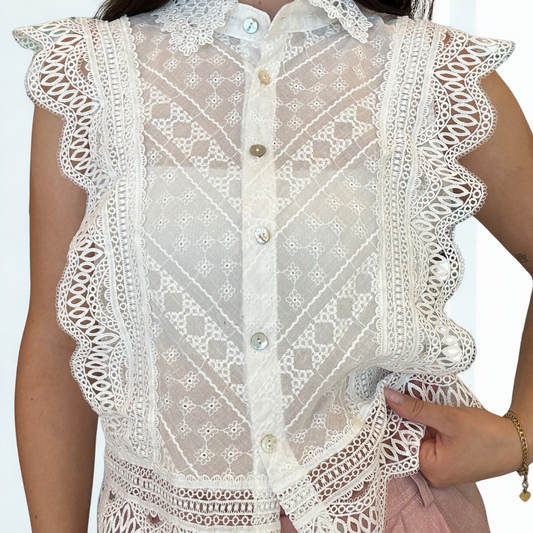 Camicia Macramè Bianca | 10397