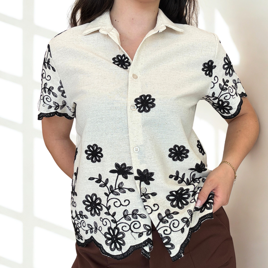 Camicia GC Ricamata Black Flowers | 10396