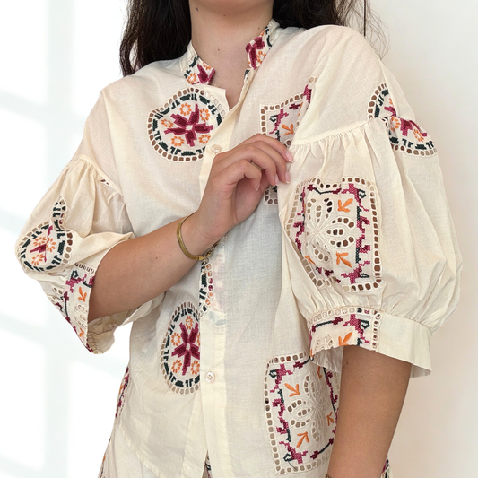 Camicia Resort Mussola Ricamata | 10436