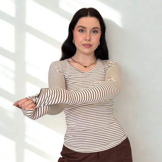 Maglietta a Righe Sottili Cashmere Touch | 10358