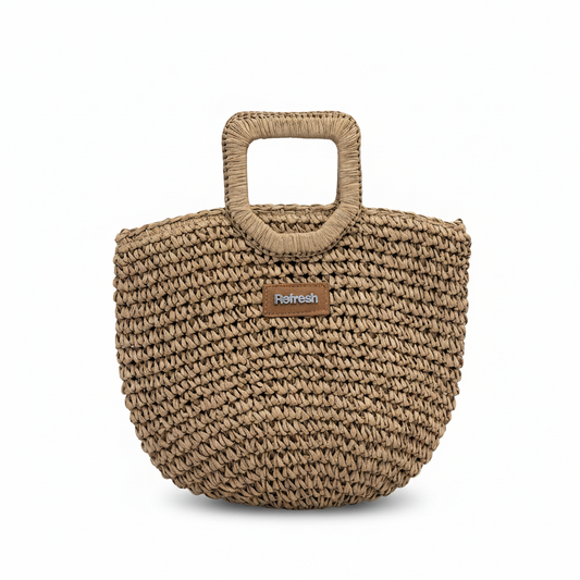 Borsa Refresh rafia beige frontale sfondo bianco