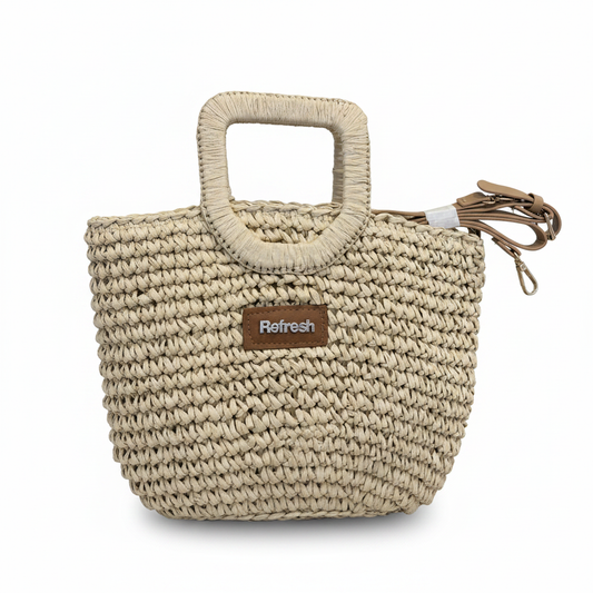 Borsa Refresh rafia panna dettaglio sfondo bianco