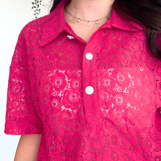 Polo Fucsia con Bottoni Ornamentali | 10507