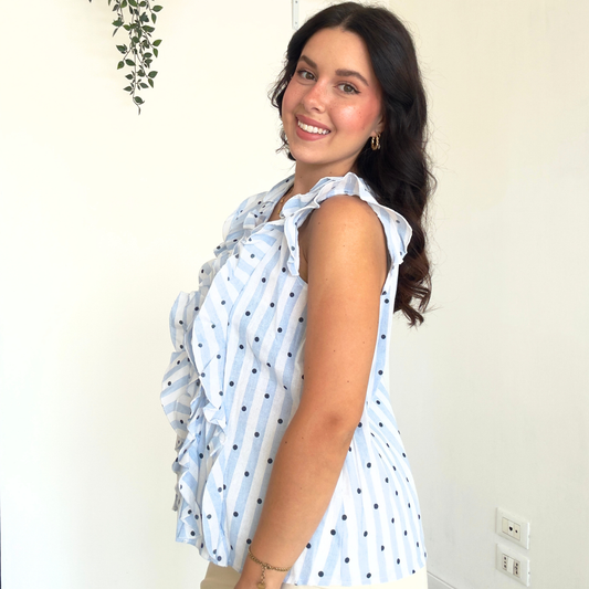 Top Crespo a Righe e Pois | 10539