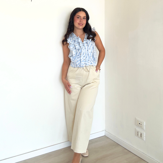 Pantalone Faille in Panna | 10530