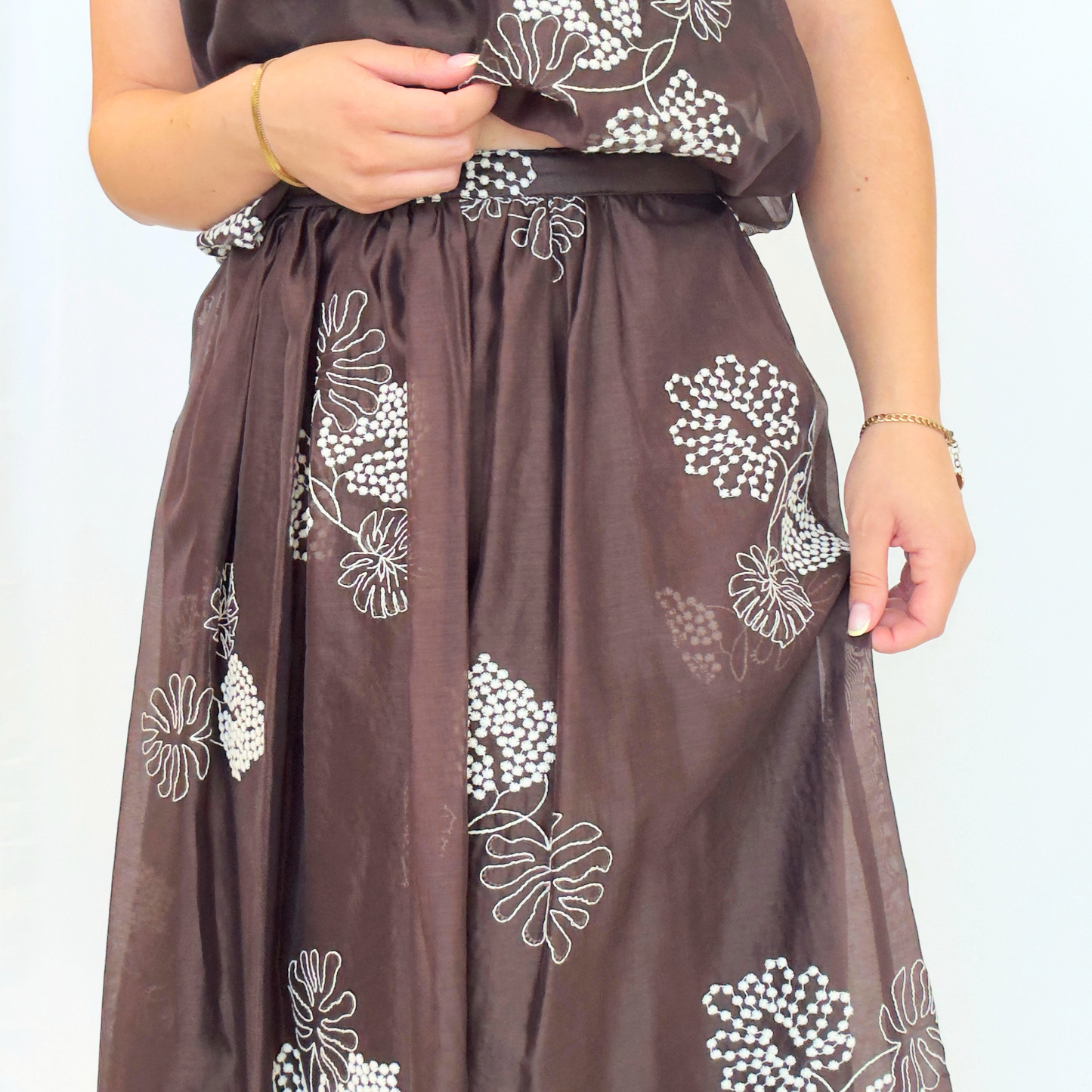 Gonna Nude Blossom Bianca/Marrone | 10480