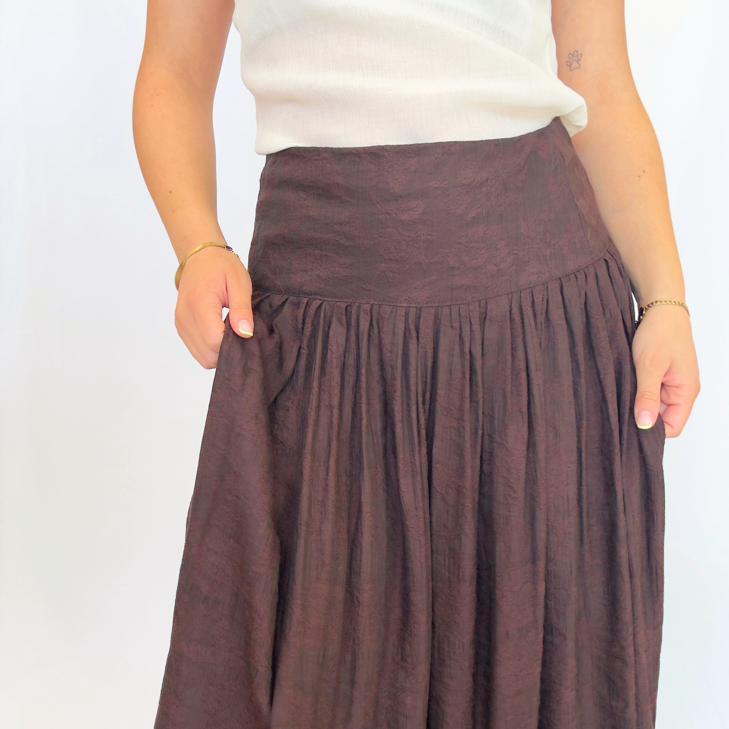 Gonna Precious Ricamata Bianca/Marrone | 10482