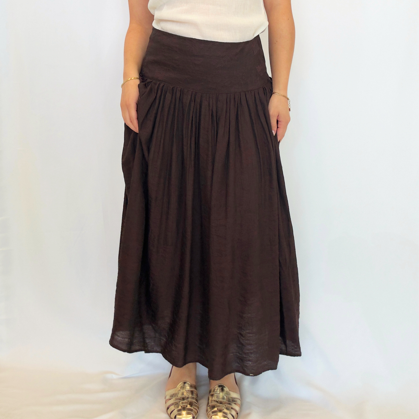 Gonna Precious Ricamata Bianca/Marrone | 10482
