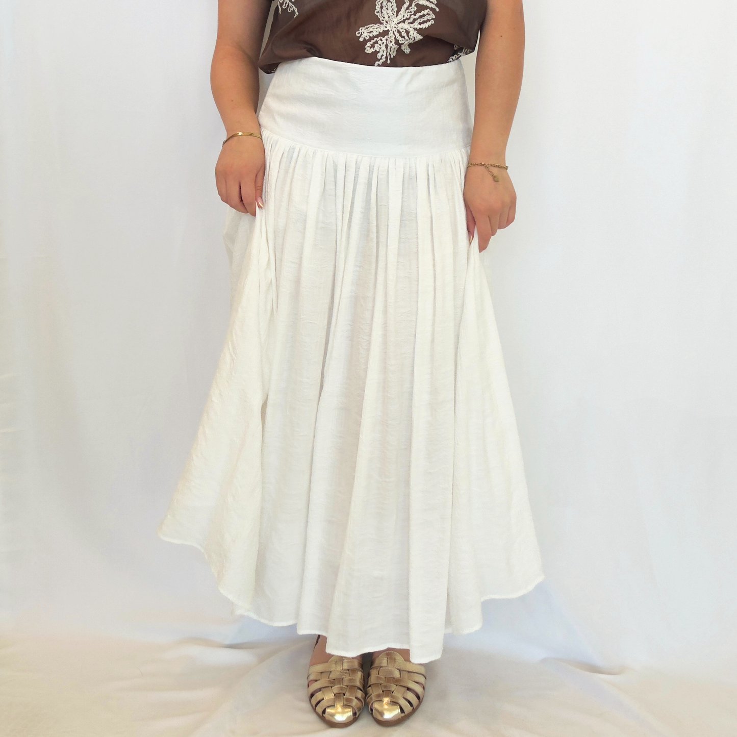 Gonna Precious Ricamata Bianca/Marrone | 10482