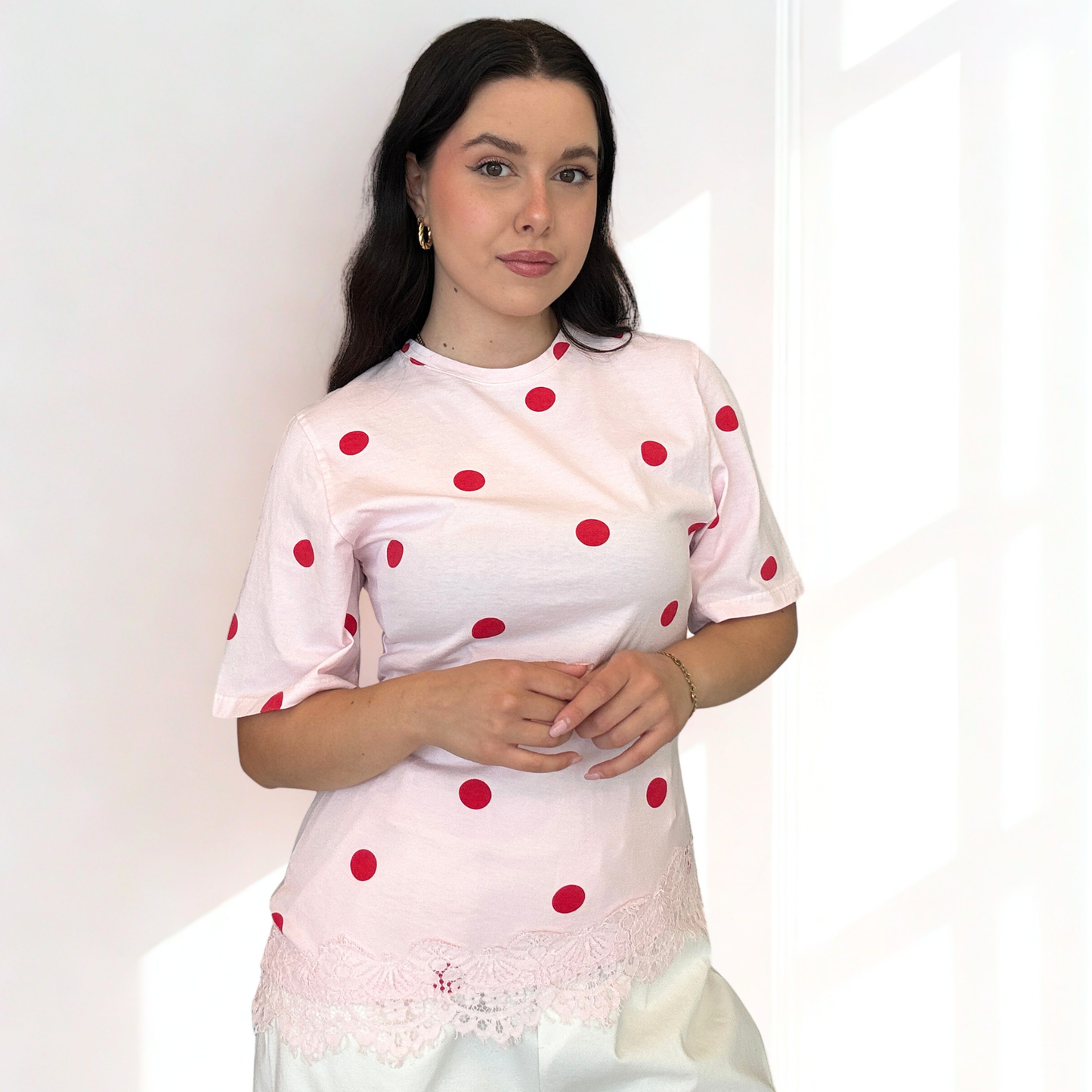 Maglia Pois Lace Rosa/Bianca | 10369