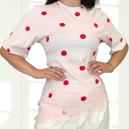 Maglia Pois Lace Rosa/Bianca | 10369