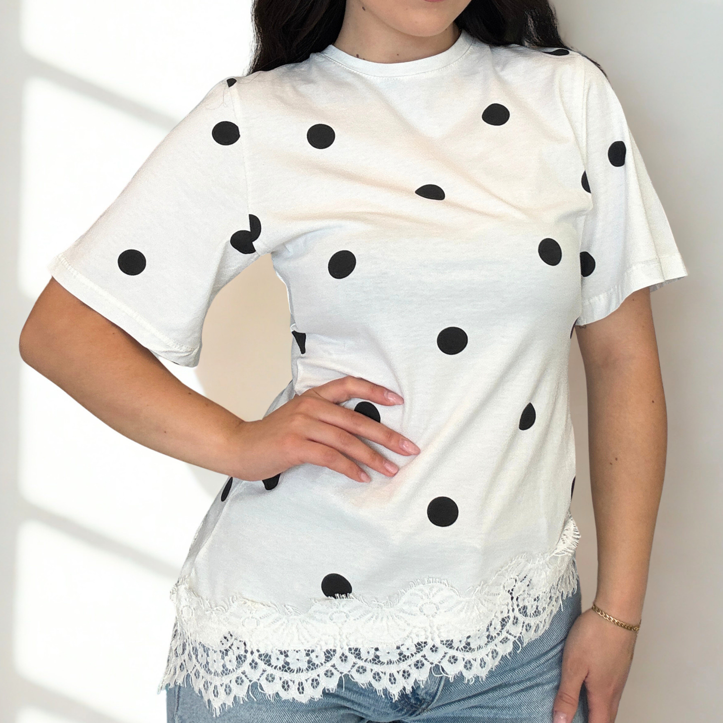 Maglia Pois Lace Rosa/Bianca | 10369