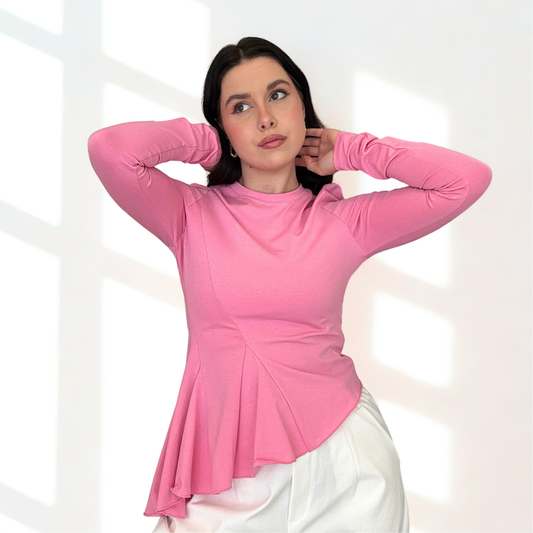 Maglietta Soft Svasata Panna/Rosa | 10368