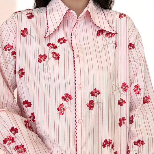 Camicia Rosè con Fiori | 10373
