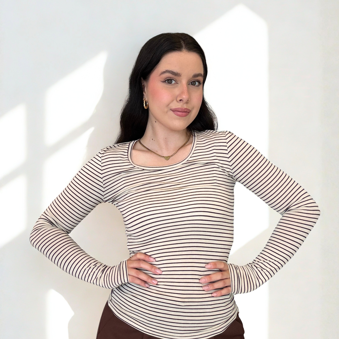Maglietta a Righe Sottili Cashmere Touch | 10358