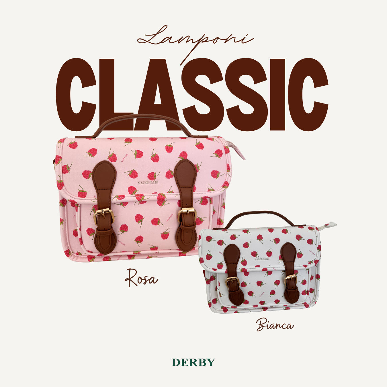 Borsetta Classic Size con Lamponi Bianco/Rosa | 10489