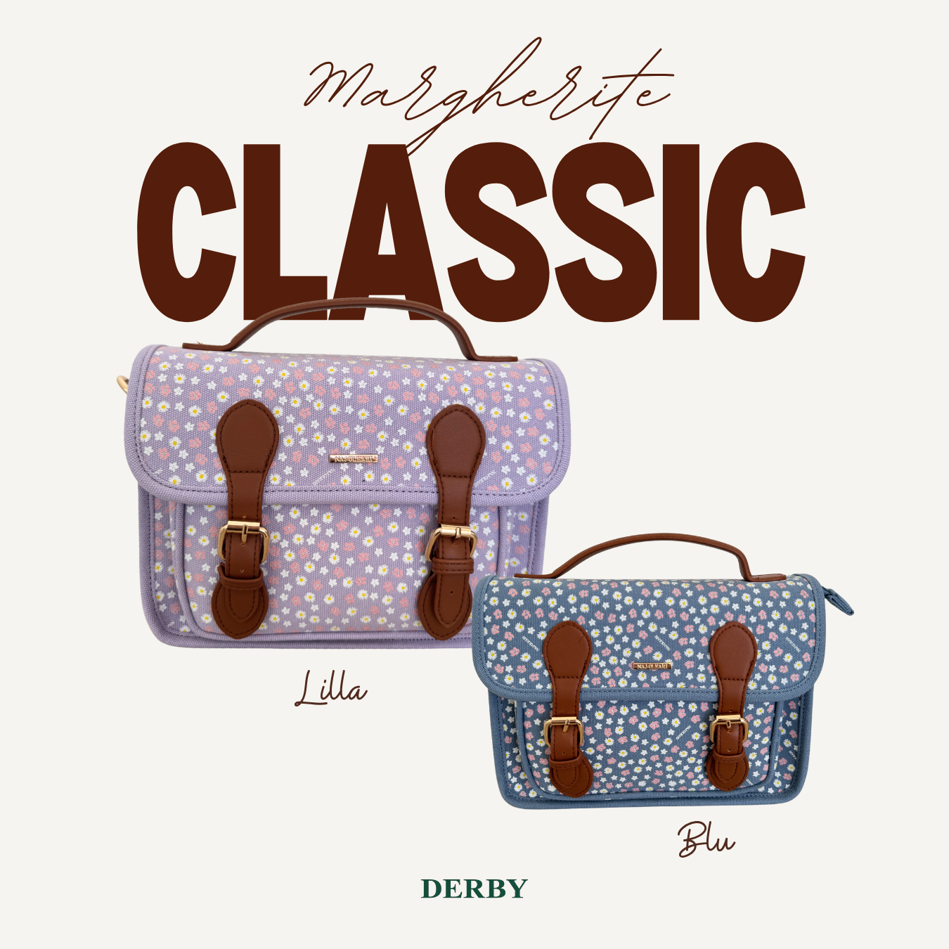 Borsetta Classic Size con Margherite Lilla/Blu | 10486