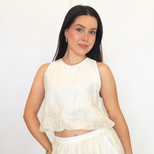 Top Nude Blossom Bianco/Marrone | 10481