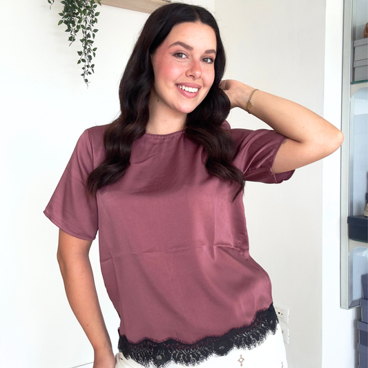Maglia Rosa Antico con Pizzo | 10515