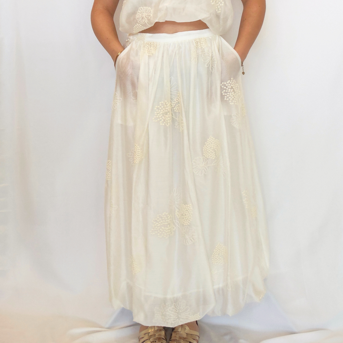 Gonna Nude Blossom Bianca/Marrone | 10480