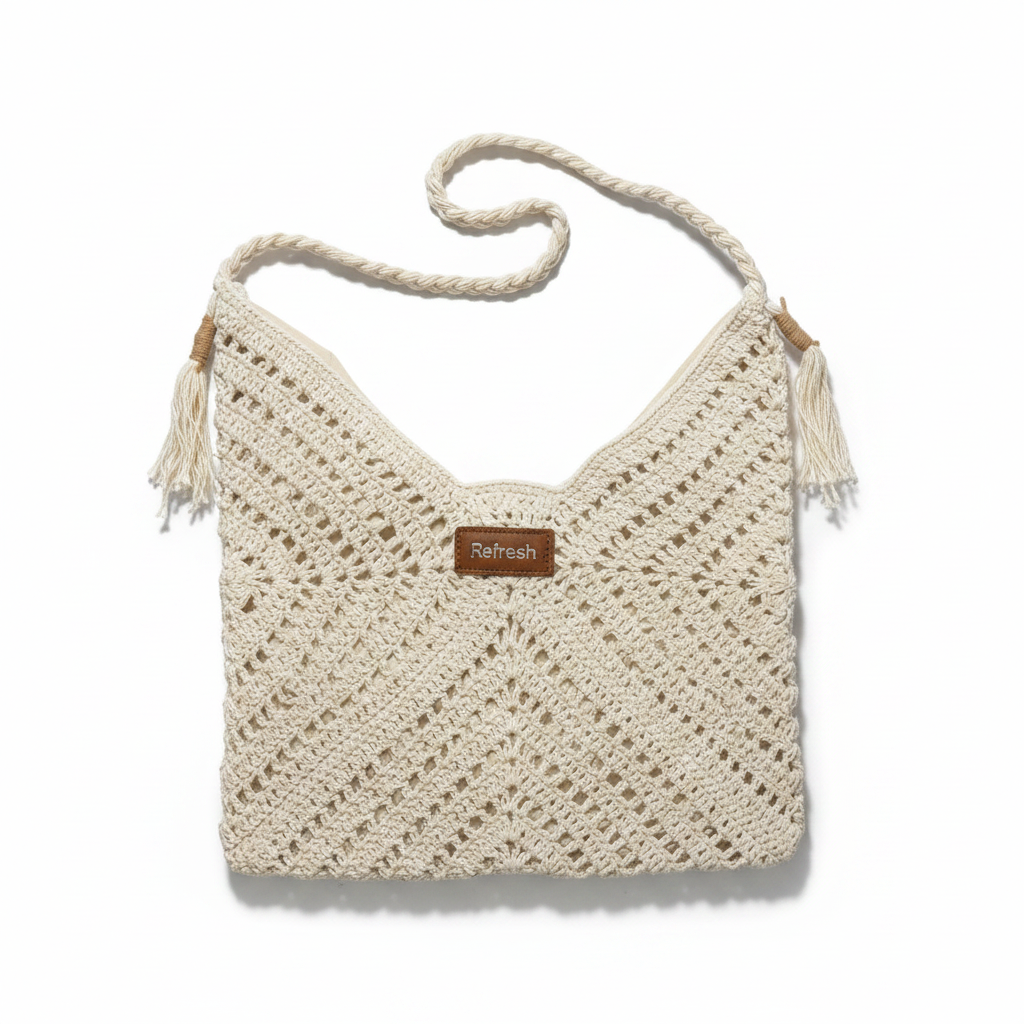 Borsa Refresh crochet panna sfondo bianco