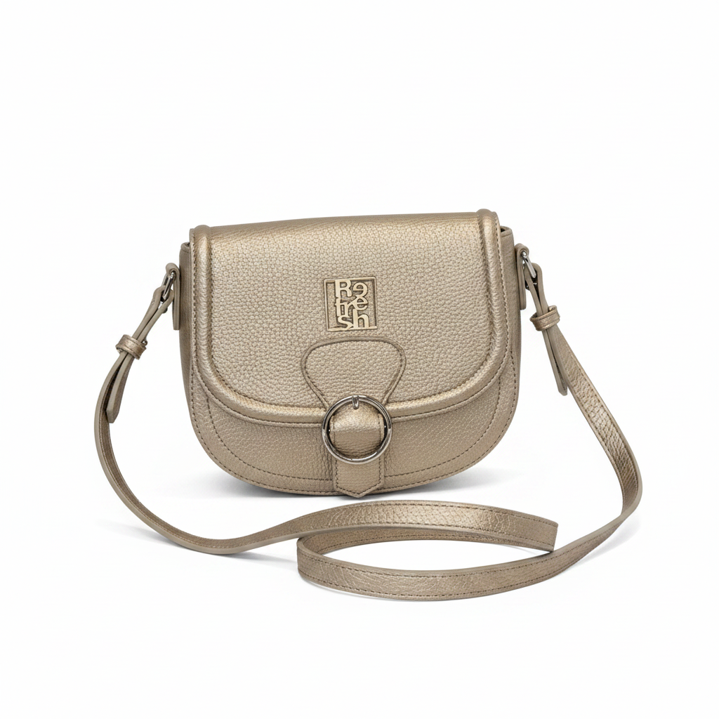 Borsa Refresh oro champagne crossbody sfondo bianco