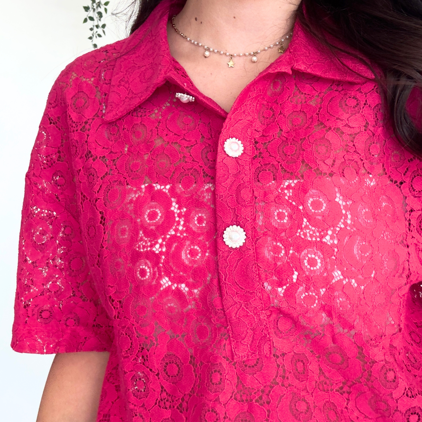 Polo Fucsia con Bottoni Ornamentali | 10507