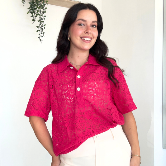 Polo Fucsia con Bottoni Ornamentali | 10507