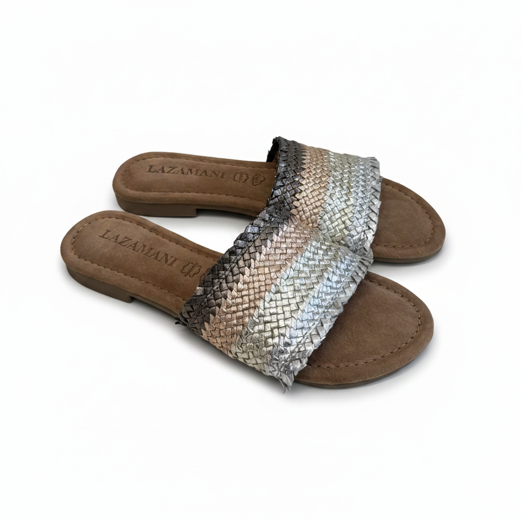 Coppia slides argento intreccio Lazamani