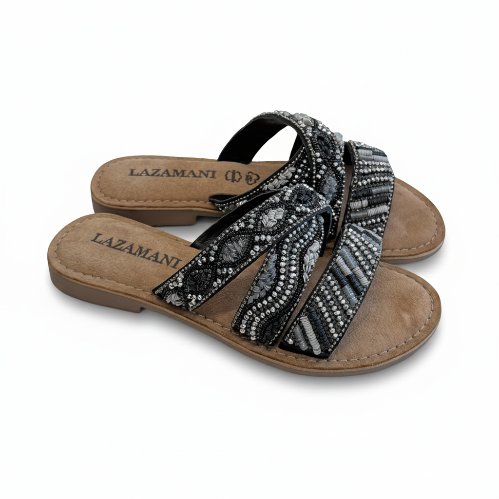 Coppia slides nere con cristalli Lazamani