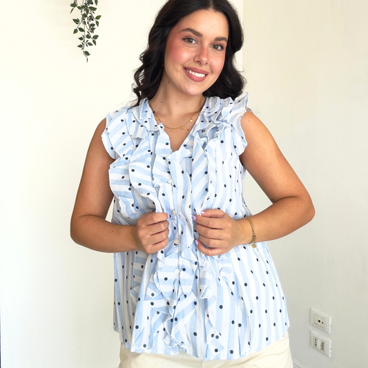 Top Crespo a Righe e Pois | 10539