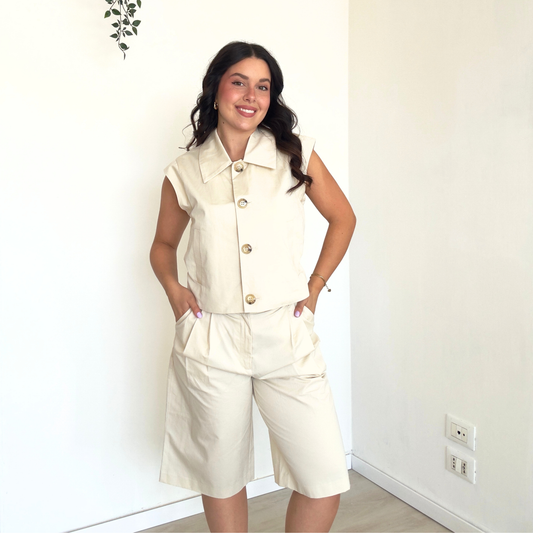 Gilet Faille in Panna | 10528