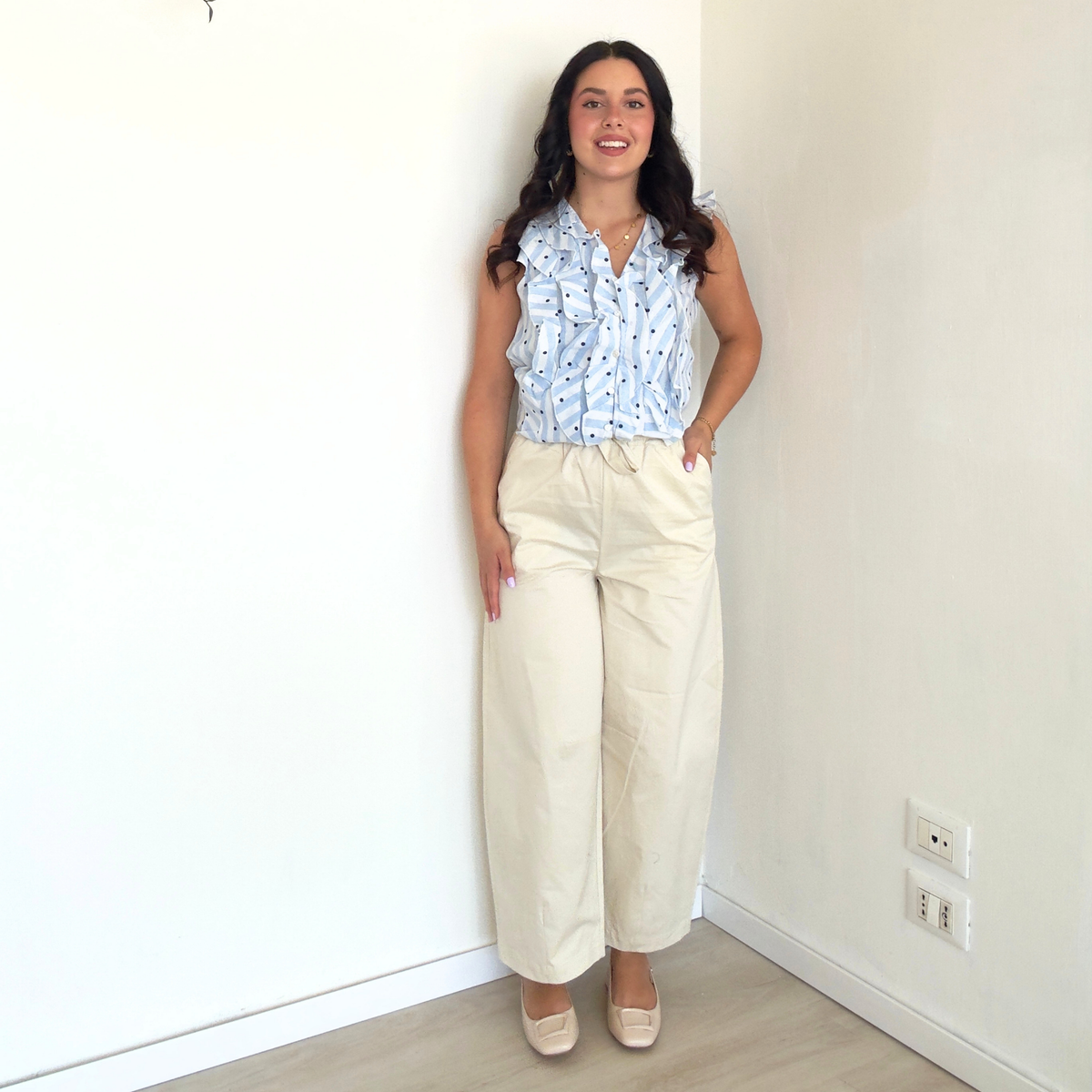 Pantalone Faille in Panna | 10530