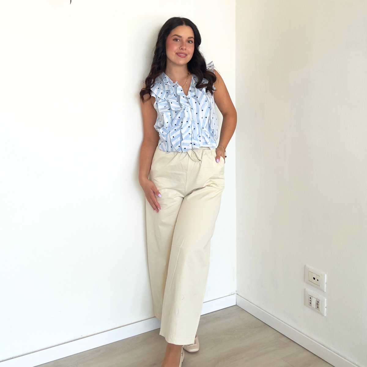 Pantalone Faille in Panna | 10530