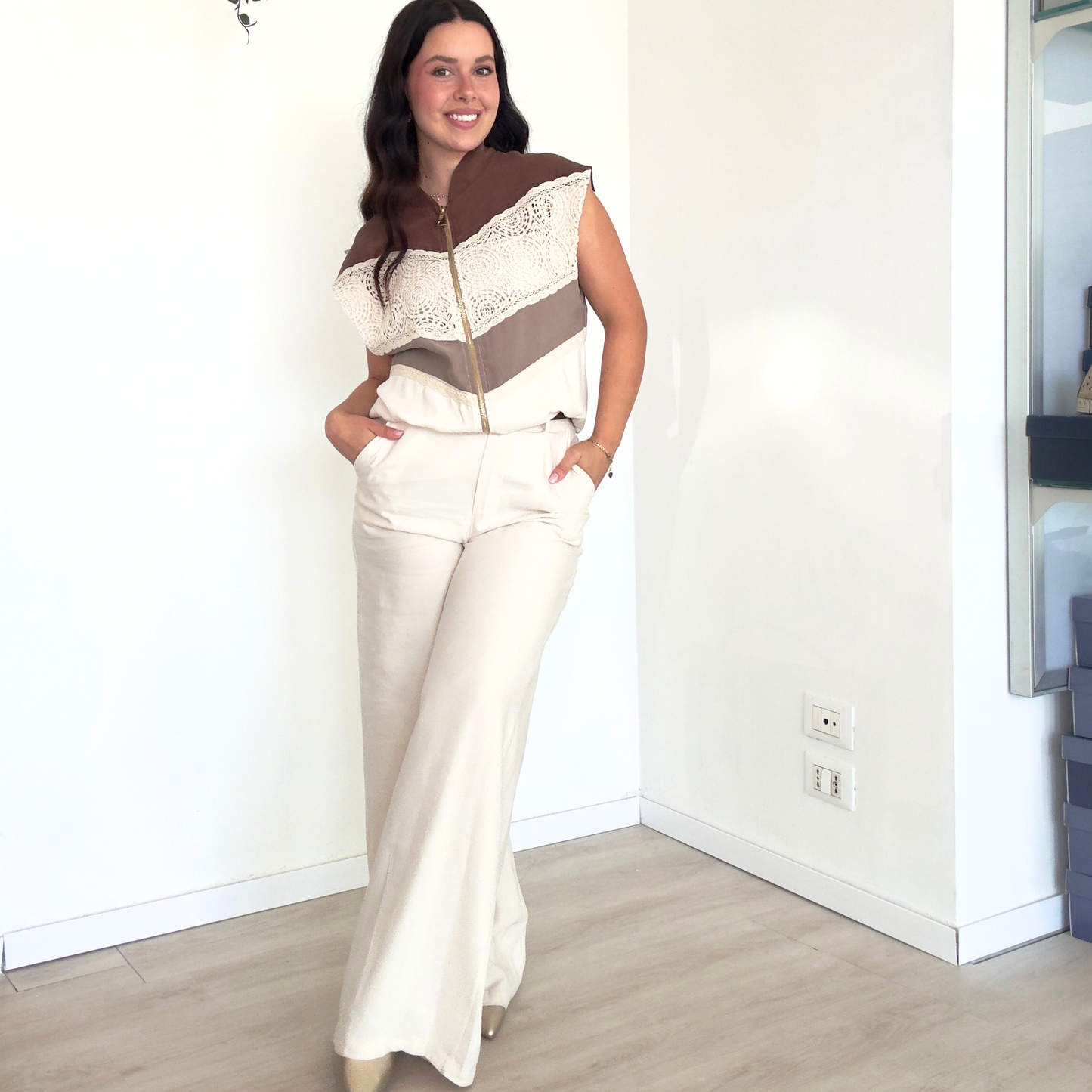 Pantalone Palazzo Old Money Latte | 10521