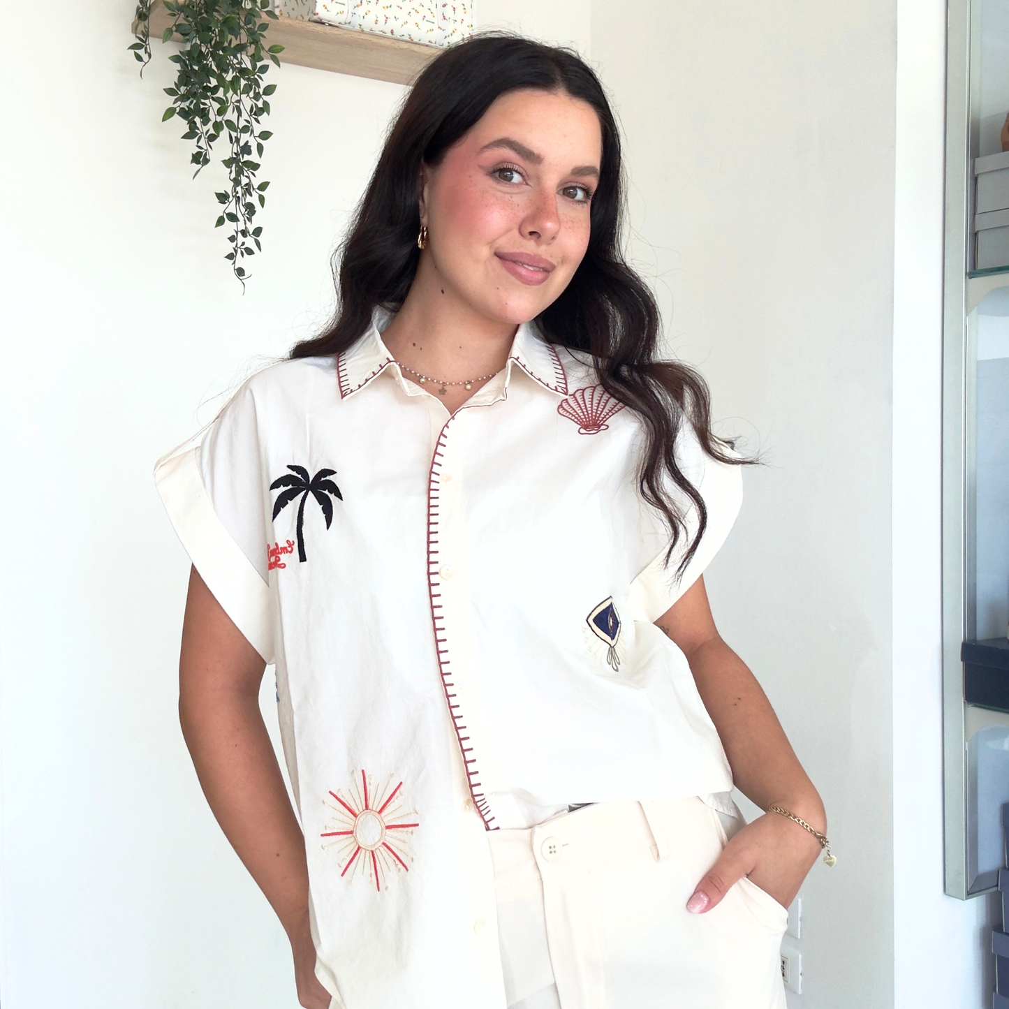 Camicia in Puro Cotone con Ricami | 10498