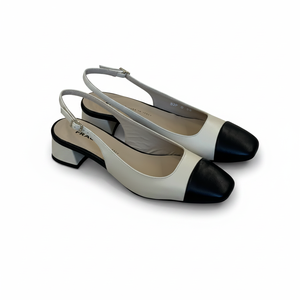 Slingback bicolore coppia sfondo bianco